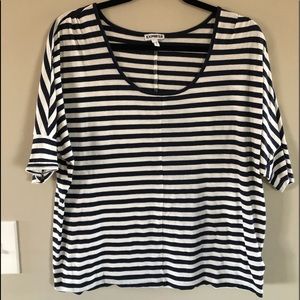 Express White/Navy Striped T-Shirt